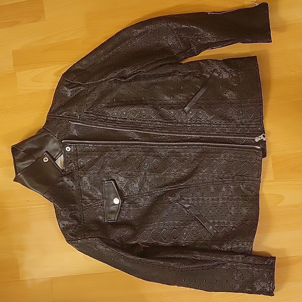 Anthropologie Faux Leather Eyelet Jacket